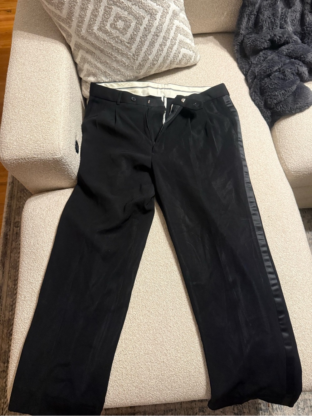 Men's Black Dress Pants with Side Stripe